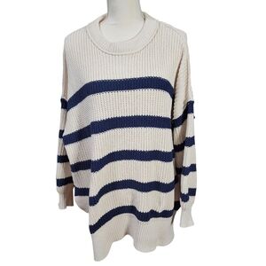 Aerie chenille Striped Knit Oversized‎ sweater Size Medium